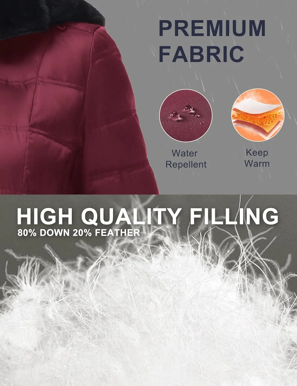 Women Warm Winter Down Puffer Jacket-Hooded Winter Puffer Coat for Women with Faux Fur Lined Hood and Collar