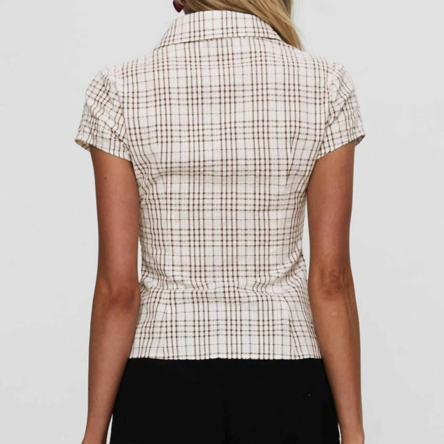 Women Y2k Button Up Shirt Cute E-Girls Short Sleeve V Neck Slim Fit Crop Top Fairy 90S Coquette Blouse