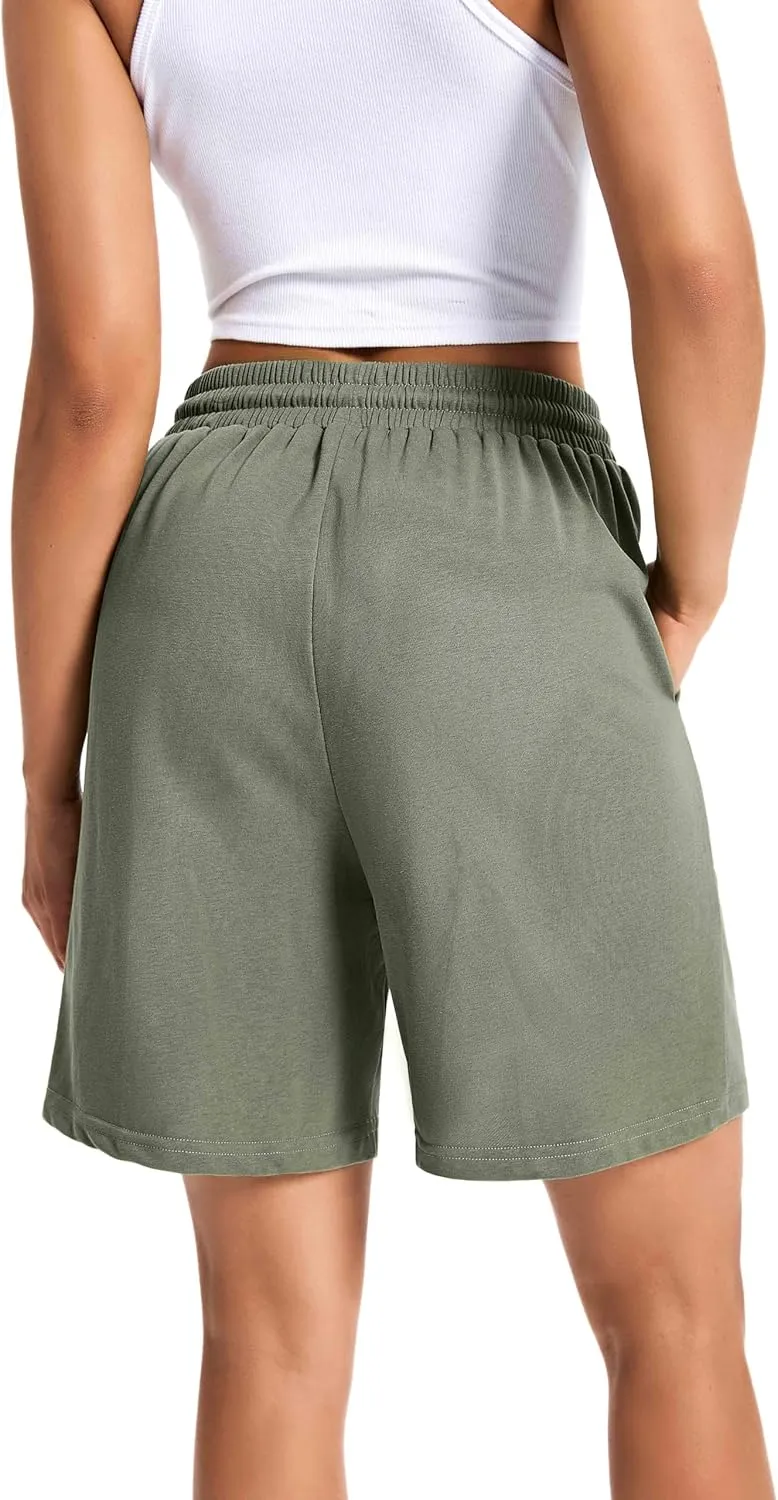 Womens Cotton Sweat Shorts Casual Summer Short Loose Drawstring Lounge Running Athletic Shorts with Pockets