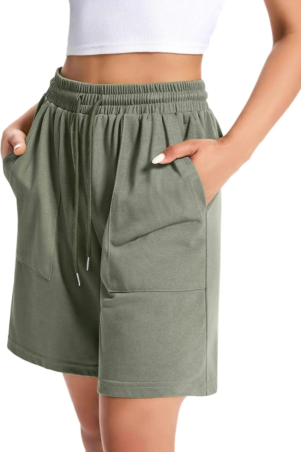 Womens Cotton Sweat Shorts Casual Summer Short Loose Drawstring Lounge Running Athletic Shorts with Pockets