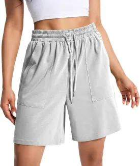 Womens Cotton Sweat Shorts Casual Summer Short Loose Drawstring Lounge Running Athletic Shorts with Pockets
