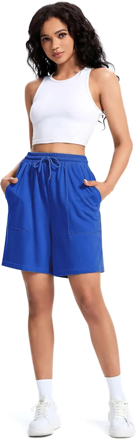 Womens Cotton Sweat Shorts Casual Summer Short Loose Drawstring Lounge Running Athletic Shorts with Pockets