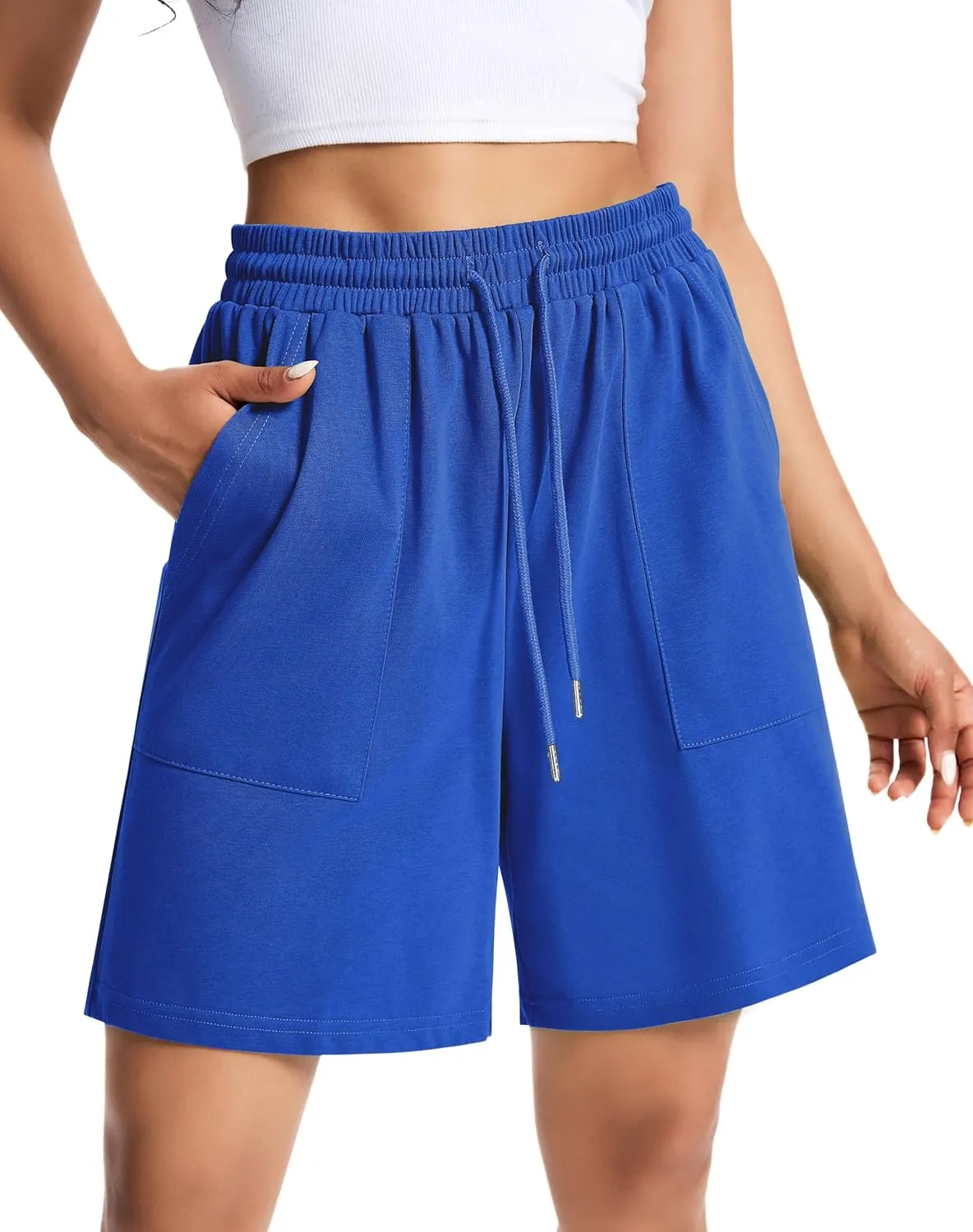 Womens Cotton Sweat Shorts Casual Summer Short Loose Drawstring Lounge Running Athletic Shorts with Pockets
