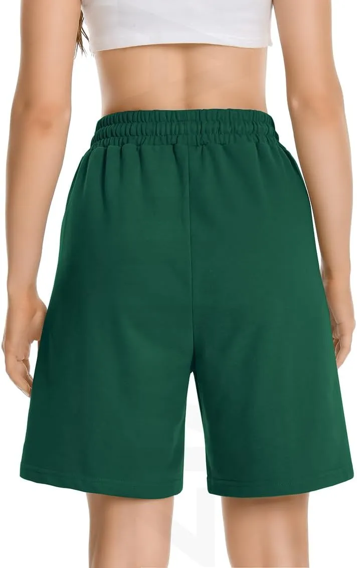Womens Long Sweat Shorts Casual Summer Bermuda Loose Lounge Workout Athletic Shorts with Pockets
