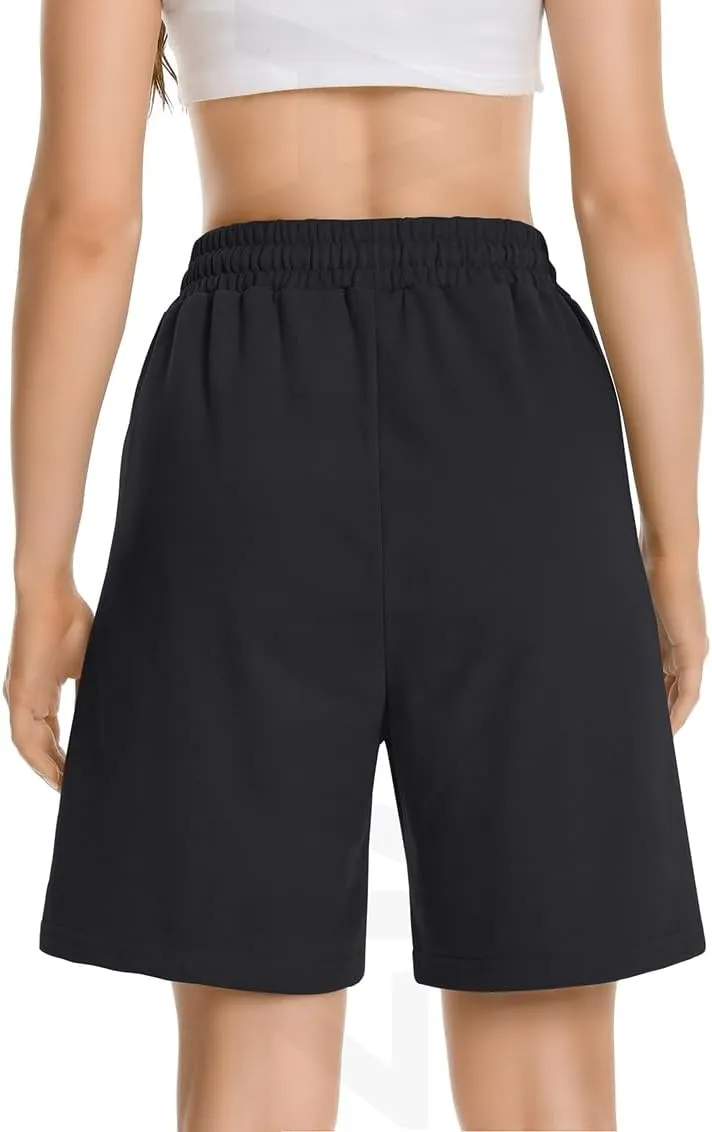 Womens Long Sweat Shorts Casual Summer Bermuda Loose Lounge Workout Athletic Shorts with Pockets