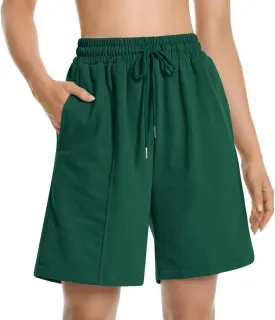 Womens Long Sweat Shorts Casual Summer Bermuda Loose Lounge Workout Athletic Shorts with Pockets