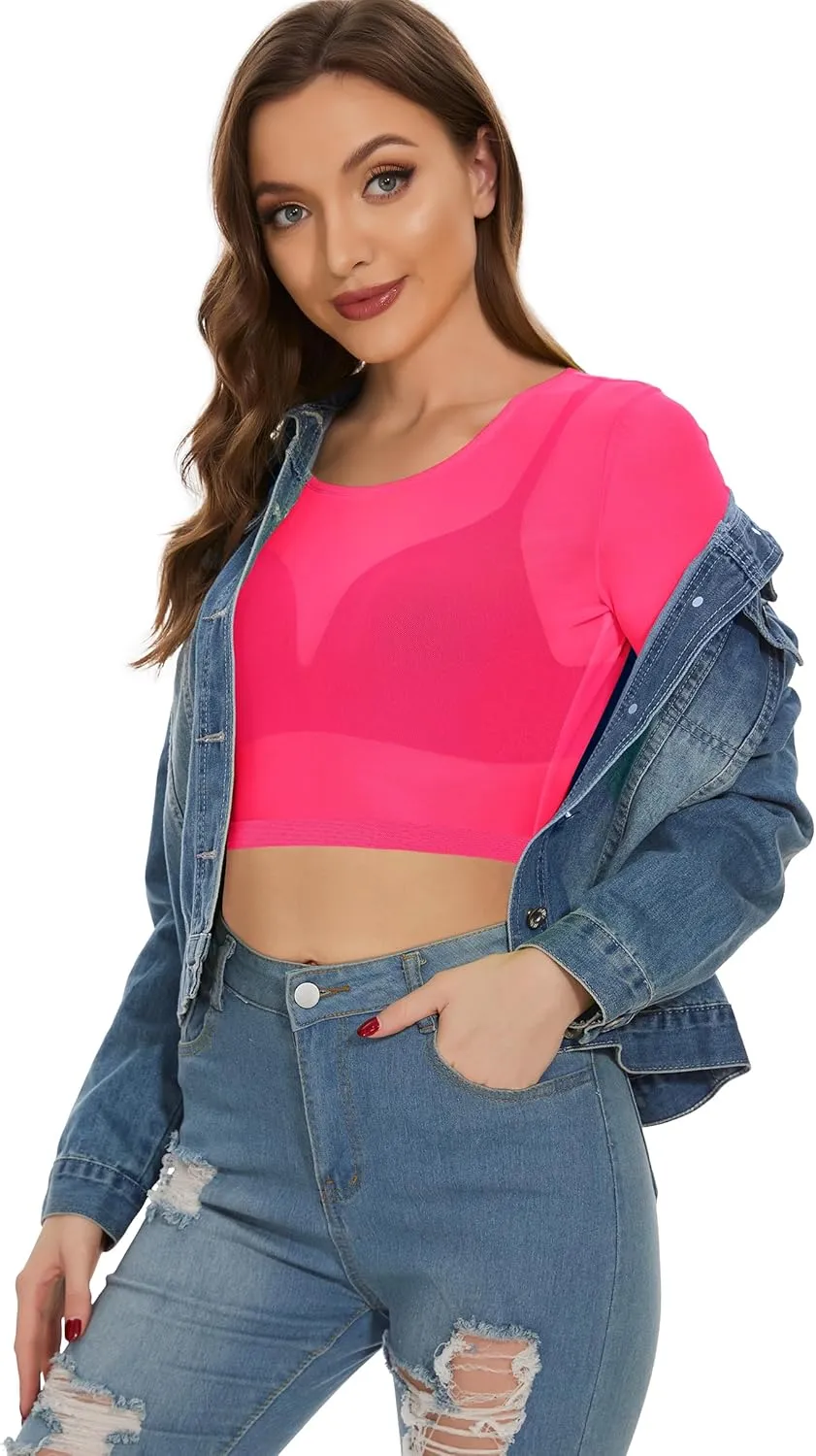 Women's Summer Mesh Tops Short Sleeve See Through Sheer T Shirt Bodycon Blouse Clubwear
