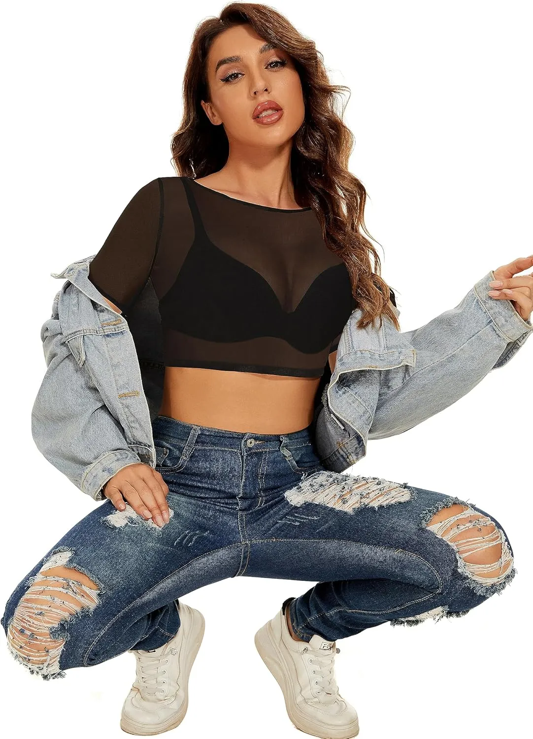 Women's Summer Mesh Tops Short Sleeve See Through Sheer T Shirt Bodycon Blouse Clubwear
