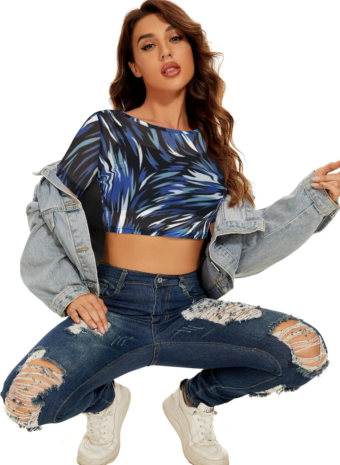 Women's Summer Mesh Tops Short Sleeve See Through Sheer T Shirt Bodycon Blouse Clubwear