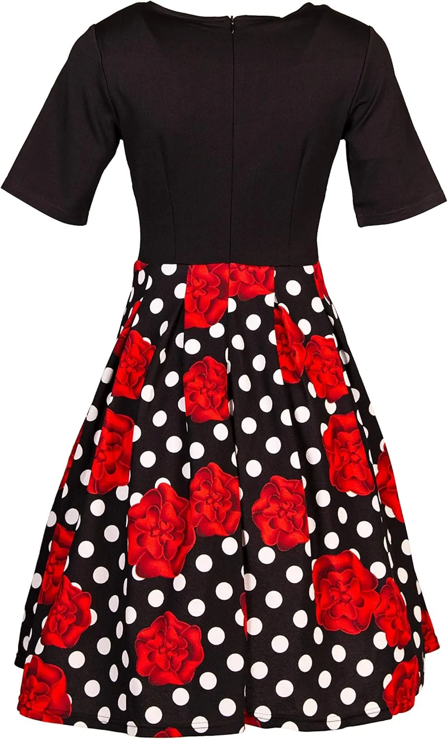 Women's Vintage Patchwork Pockets Puffy Swing Cocktail Work Party Dress