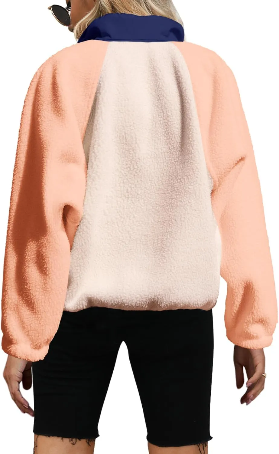Yanekop Womens Fuzzy Fleece Pullover Sherpa Sweatshirt Long Sleeve Button Down Sweater Jacket with Pockets