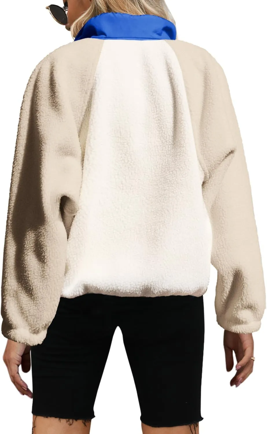 Yanekop Womens Fuzzy Fleece Pullover Sherpa Sweatshirt Long Sleeve Button Down Sweater Jacket with Pockets