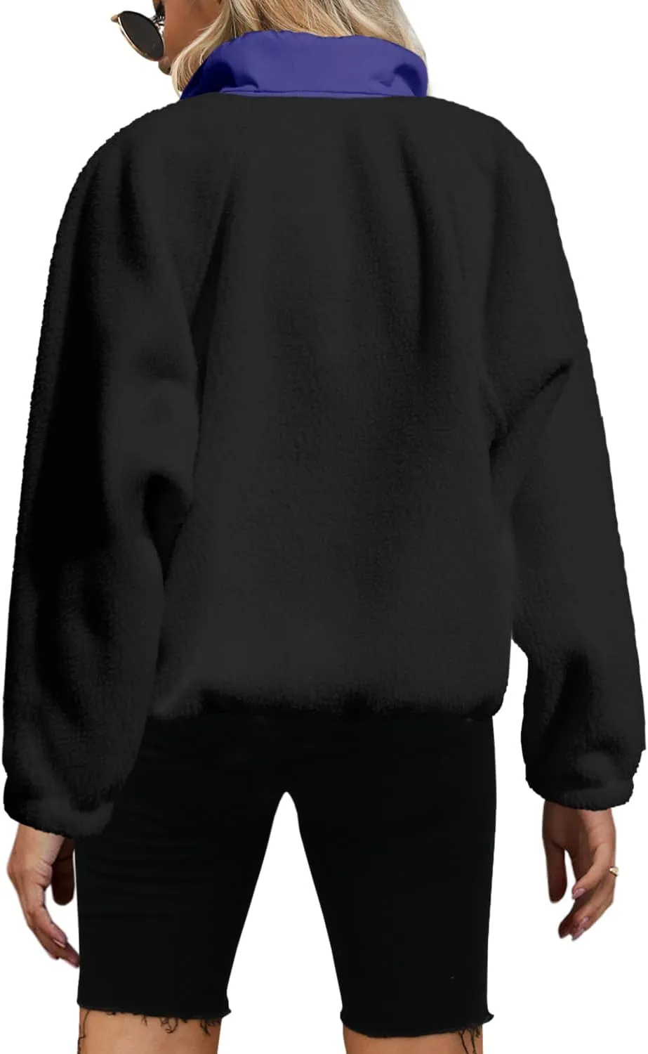 Yanekop Womens Fuzzy Fleece Pullover Sherpa Sweatshirt Long Sleeve Button Down Sweater Jacket with Pockets