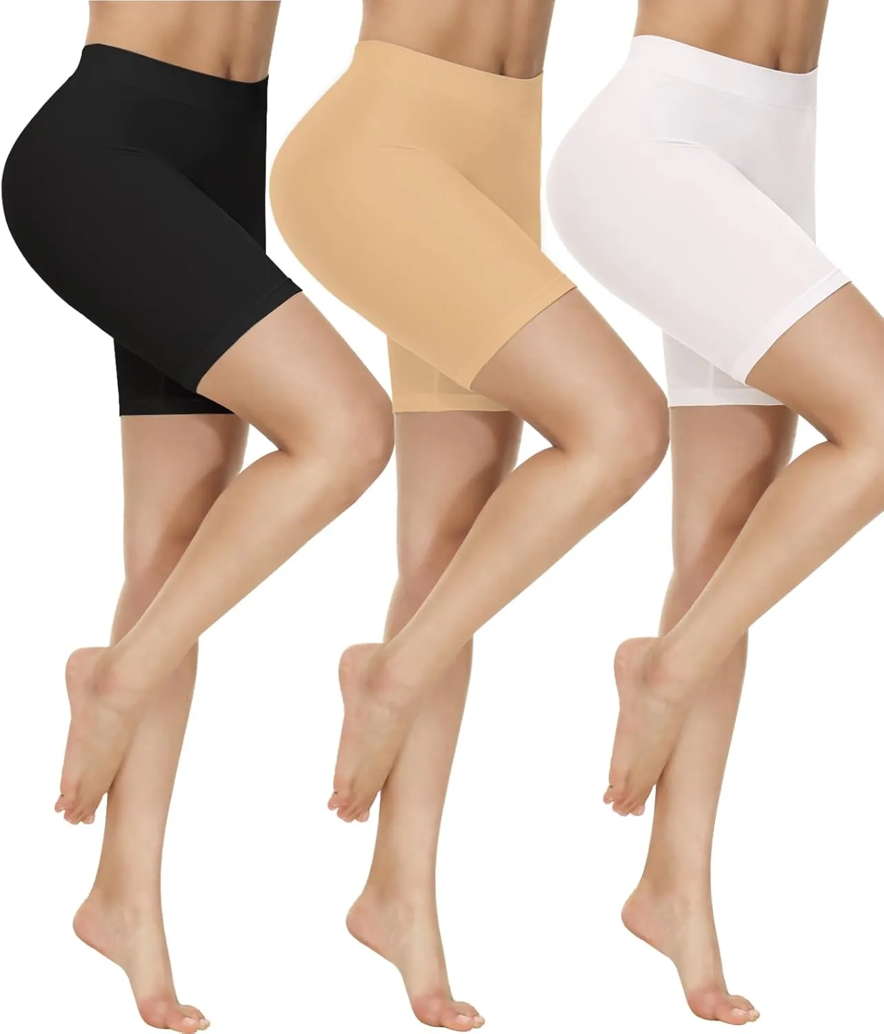 Yeblues Slip Shorts for Under Dresses Women 3 Pack Anti Chafing Shorts Cooling Boyshorts for Yoga/Bike/Workout Panties