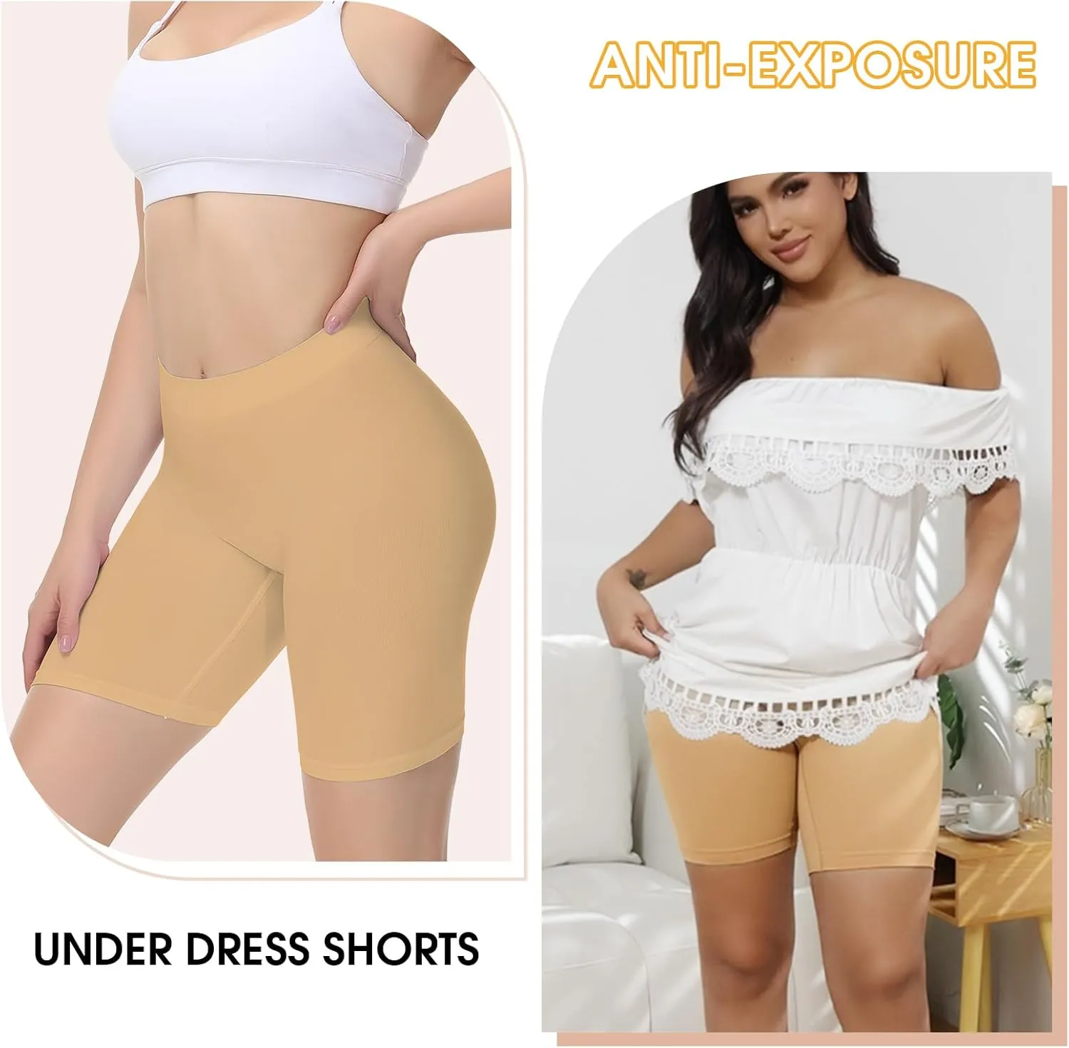 Yeblues Slip Shorts for Under Dresses Women 3 Pack Anti Chafing Shorts Cooling Boyshorts for Yoga/Bike/Workout Panties