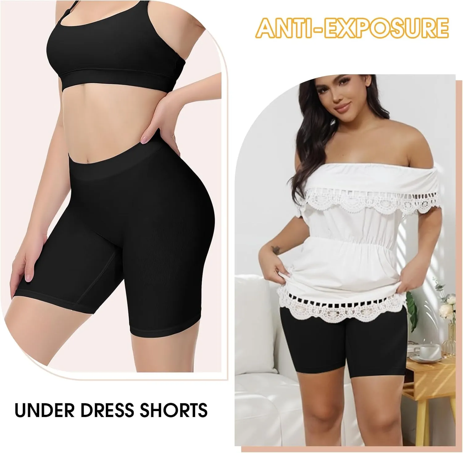 Yeblues Slip Shorts for Under Dresses Women 3 Pack Anti Chafing Shorts Cooling Boyshorts for Yoga/Bike/Workout Panties