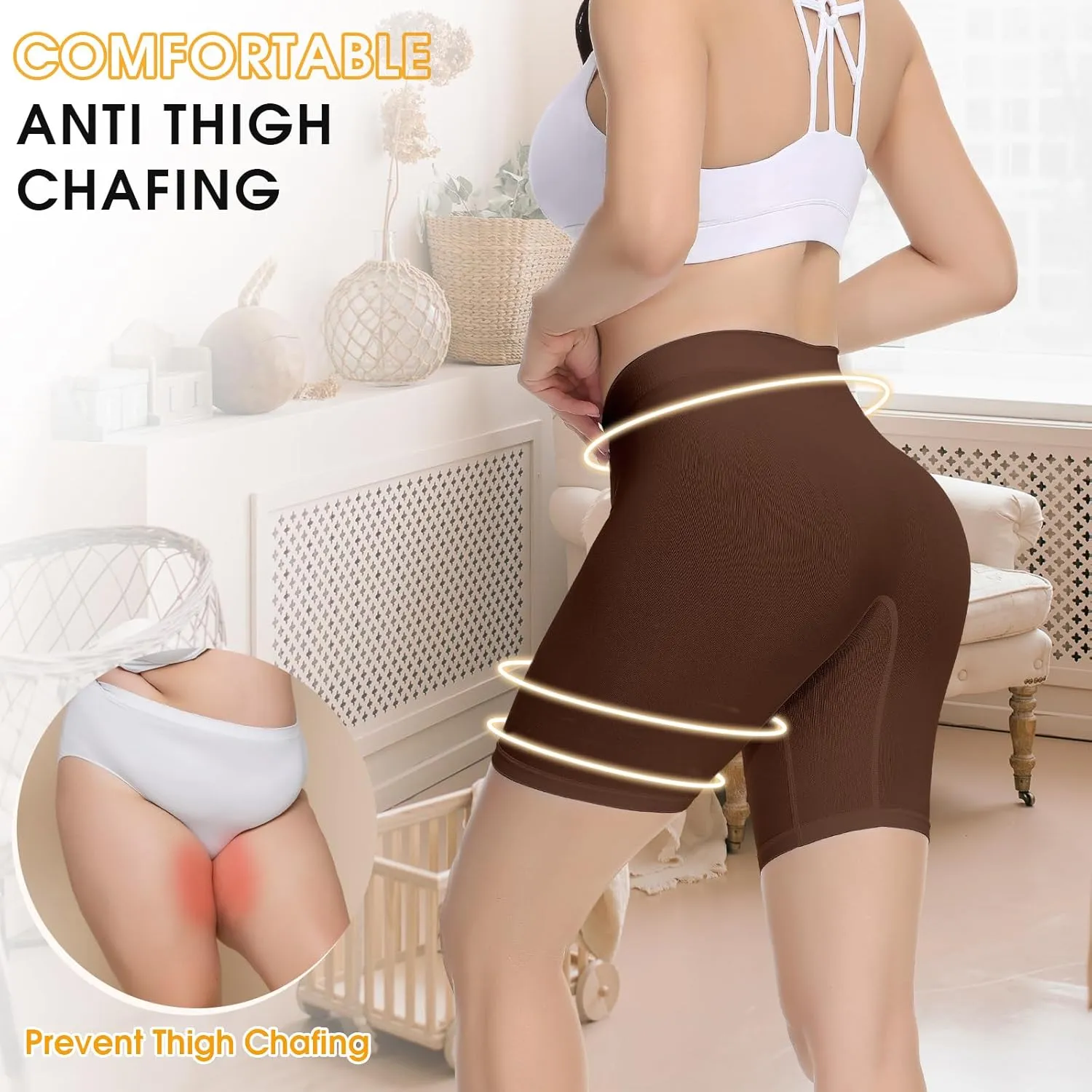 Yeblues Slip Shorts for Under Dresses Women 3 Pack Anti Chafing Shorts Cooling Boyshorts for Yoga/Bike/Workout Panties